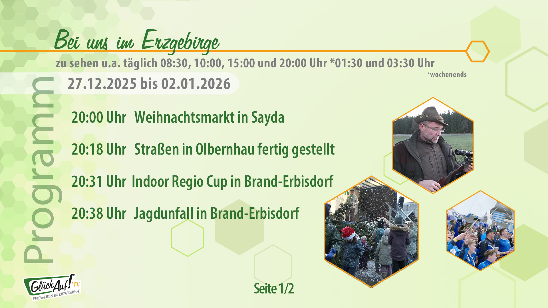 Bei uns im Erzgebirge für die 1. Kalenderwoche vom 27. Dezember 2025 bis 02. Januar 2026